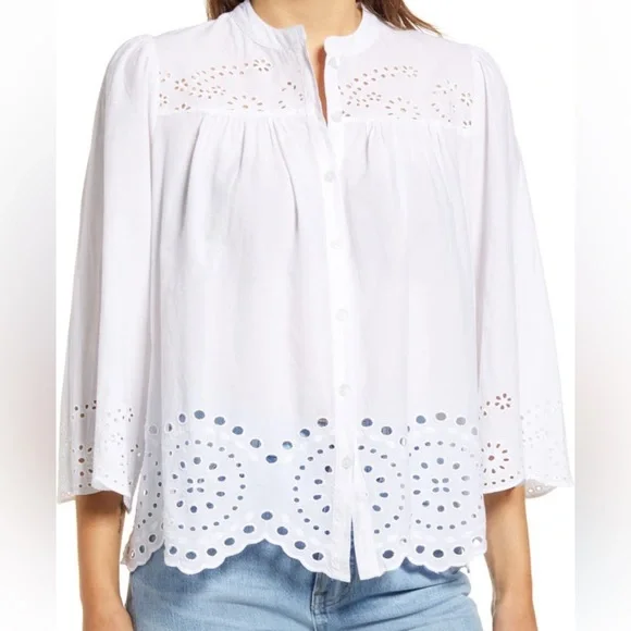 Caslon | Tops | Caslon Eyelet Embroidered Button Up Top Dress | Poshmark